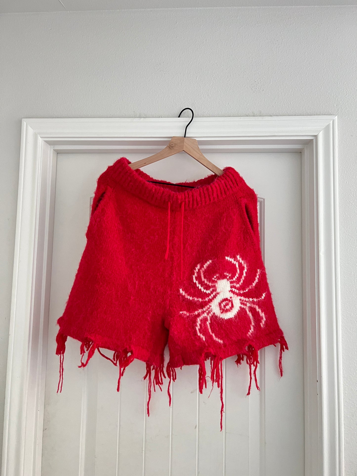 Red mohair shorts